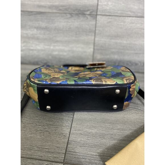 Patricia Nash GRACCHI SATCHEL Blue Sky Rose Leather flower bag B000574 - Picture 7 of 10